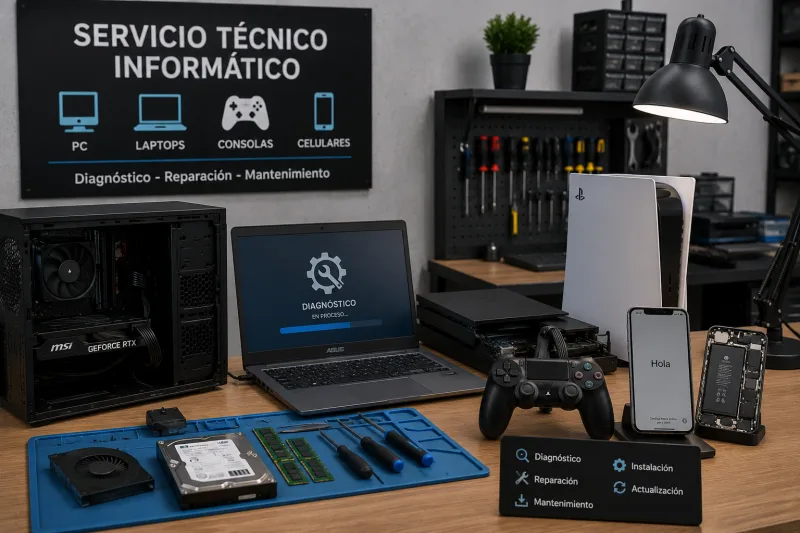 Área de diagnóstico y mantenimiento de computadoras